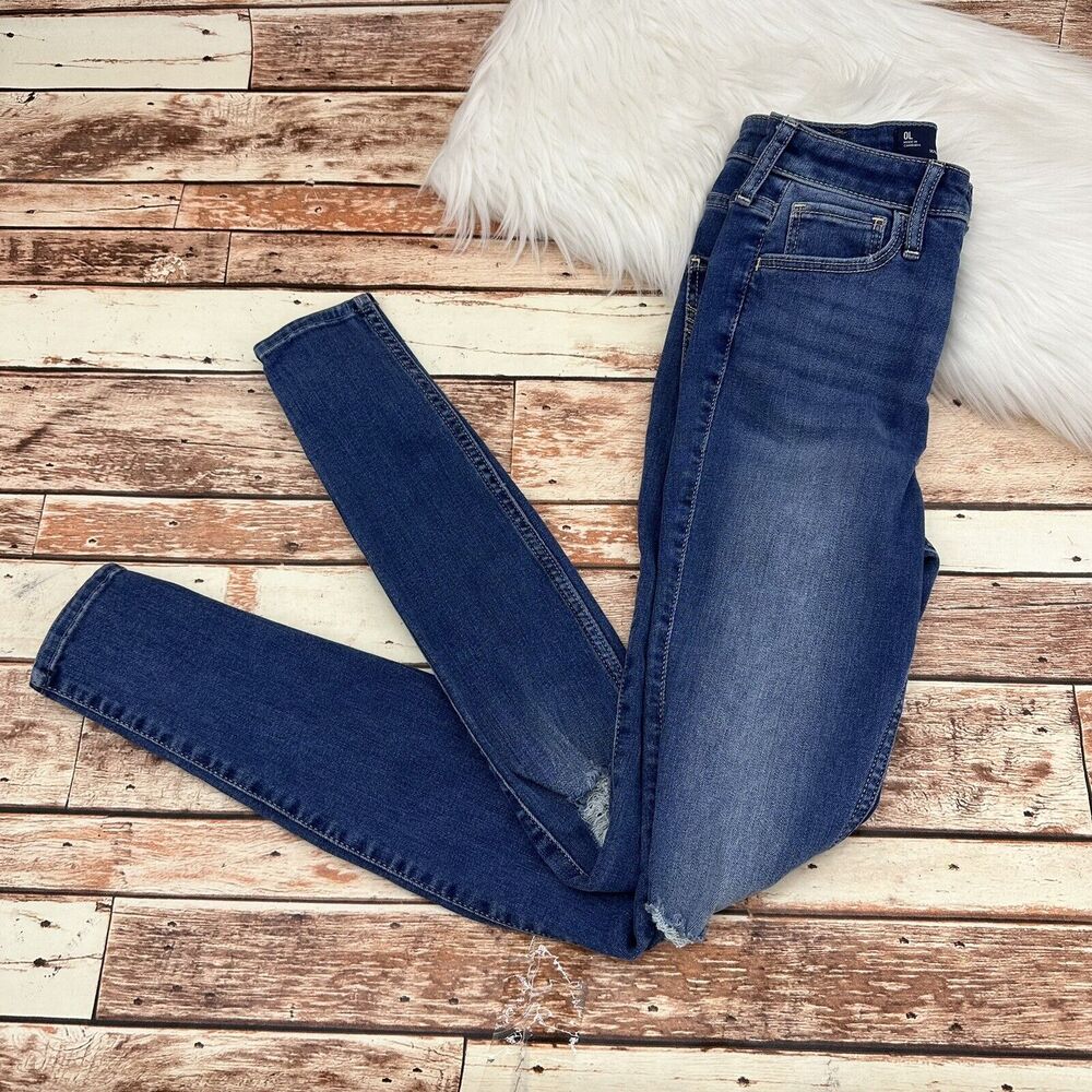 Hollister Ultra High Rise Super Skinny Jeans Size 0L Tall (24X30) Distressed Zip